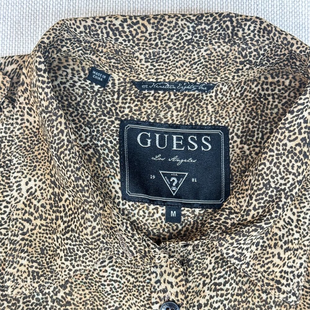 Vintage Guess Los Angeles Leopard Print Button-Up Shirt Y2K Animal Print - SizeM - Picture 4 of 8